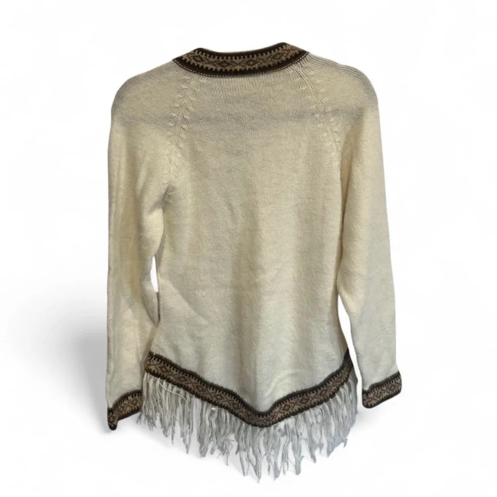 Cream Knit Sweater with Brown Accents - Picture 3 of 8